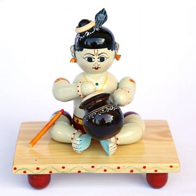 "Etikoppaka Wooden Lord Krishna -B-11 - Click here to View more details about this Product